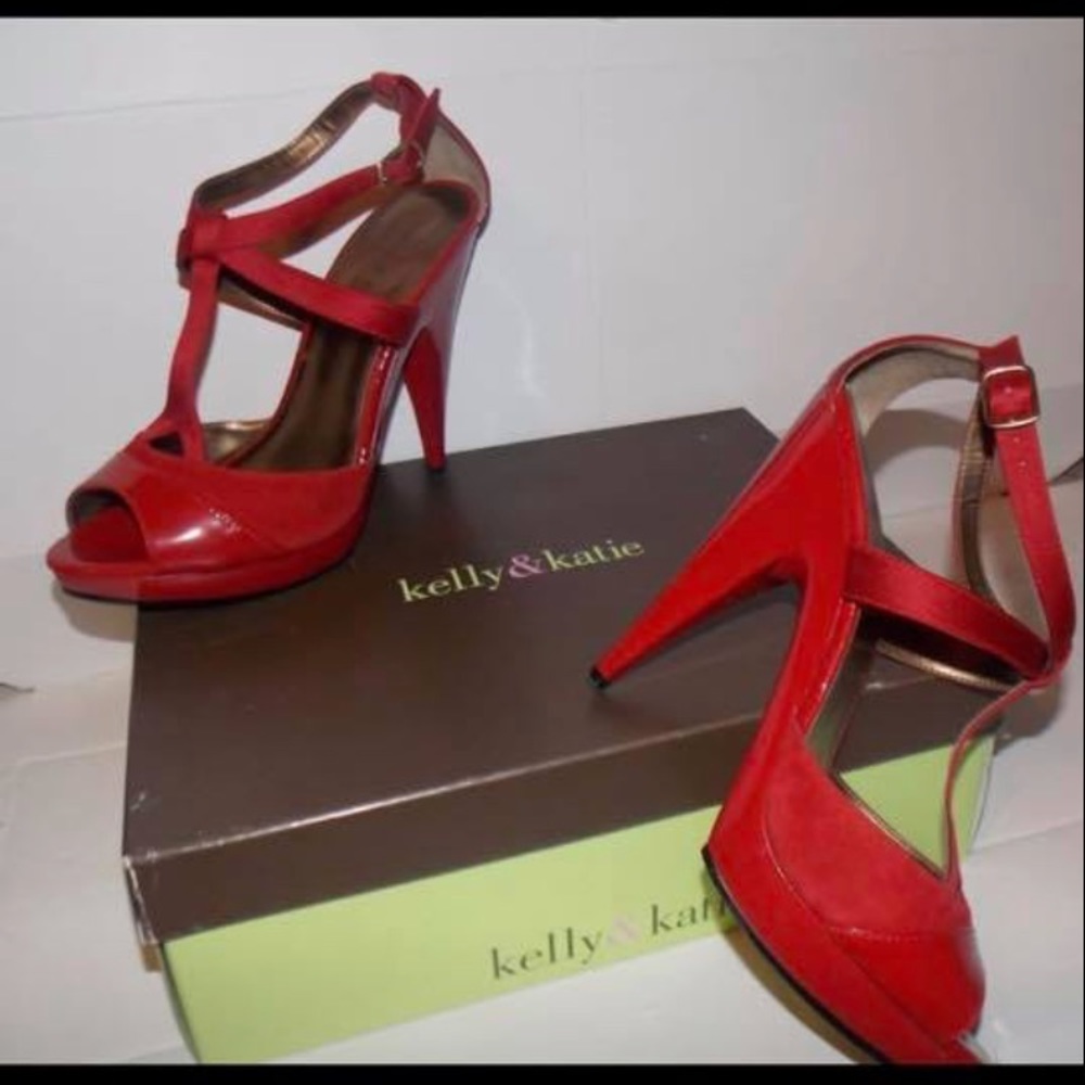 Kelly and Katie: Women’s Red Ankle Strap Stiletto